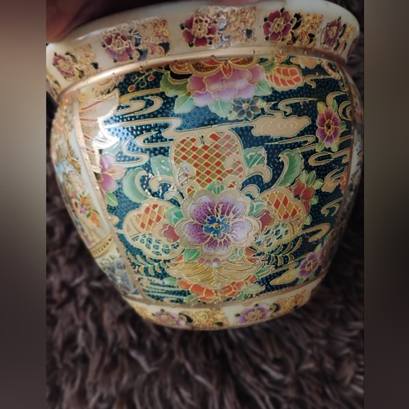 Vintage Floral Porcelain Fish Bowl/Planter - Picture 5 of 12